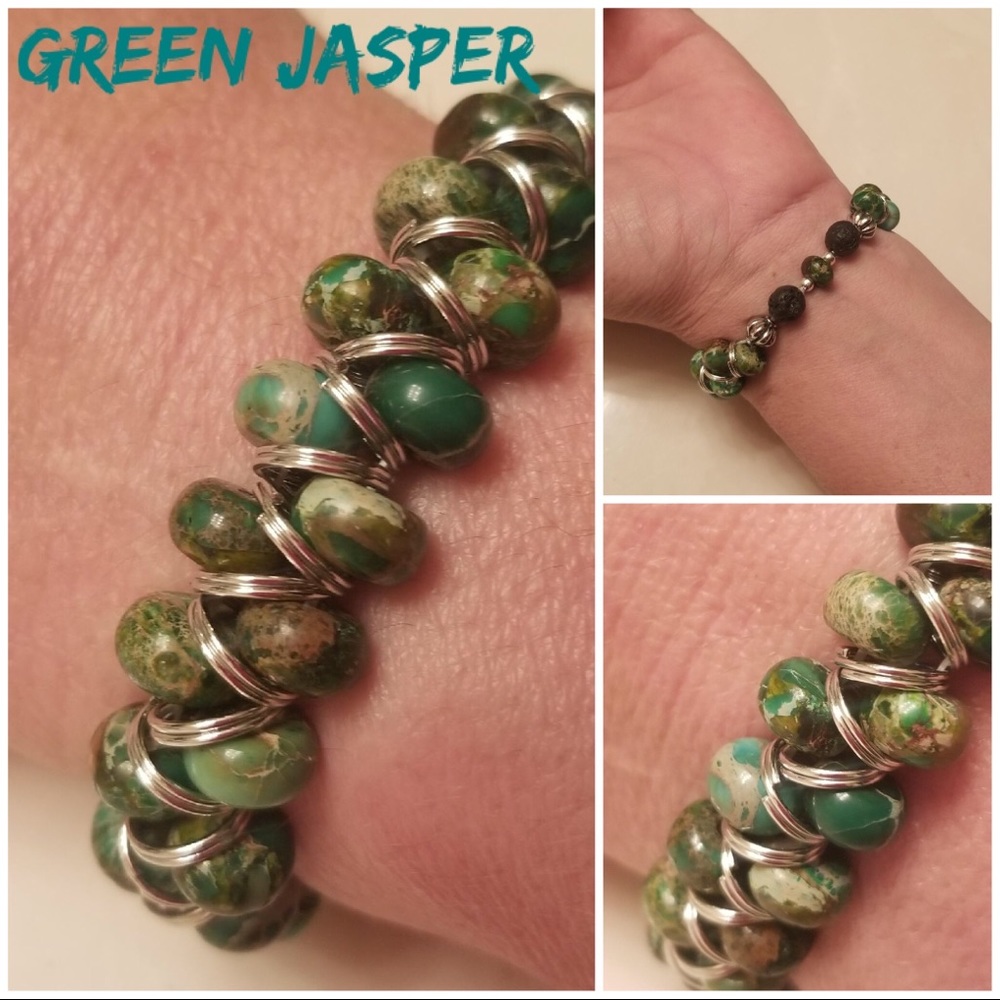 Green Jasper, aroma therapy bracelet. NWT - Picture 1 of 6